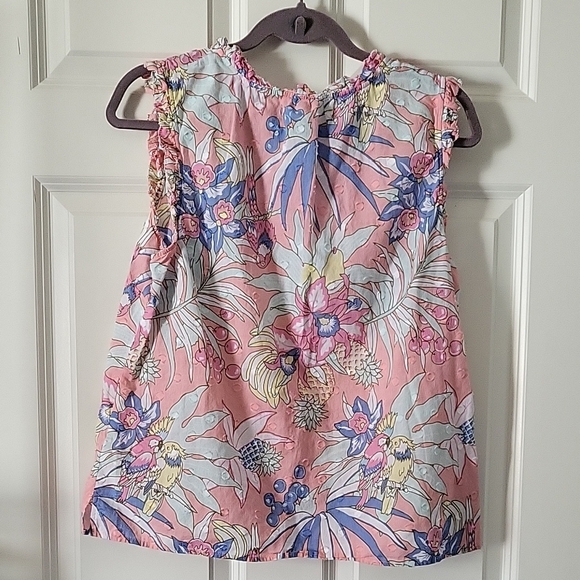 Talbots Women’s Medium Sleeveless Floral Blouse – Pink & Blue Tropical Print - Picture 4 of 11